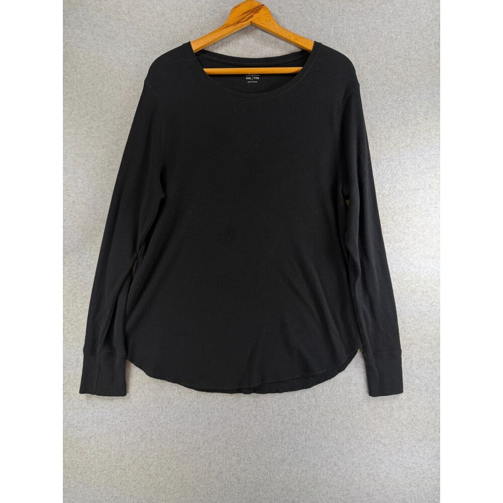 Old Navy Women’s XXL Black Waffle Knit Thermal Long Sleeve Top 3751